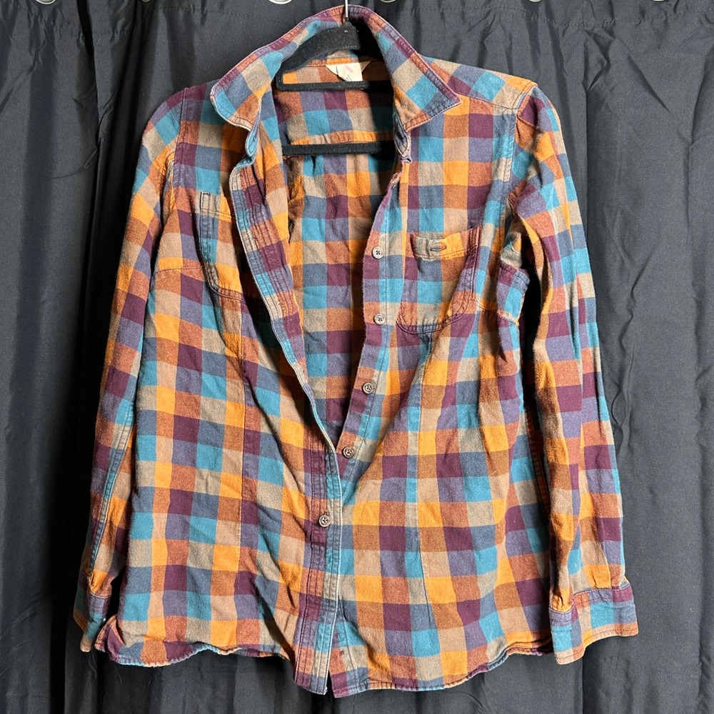 Duluth Trading Co Womens Multicolor Plaid Flannel Button Down Shirt Size M